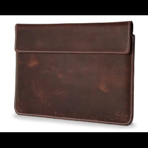 LURESKO CLAYER XXL leather case for tablet 313 x 222 x 9mm (vintage brown with white thread)