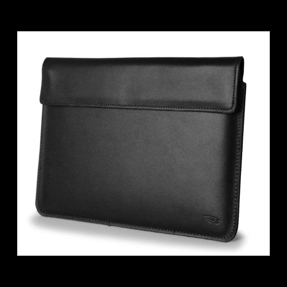 LURESKO CLAYER XXL leather case for tablet 313 x 222 x 9mm (smooth black with black thread) - 1