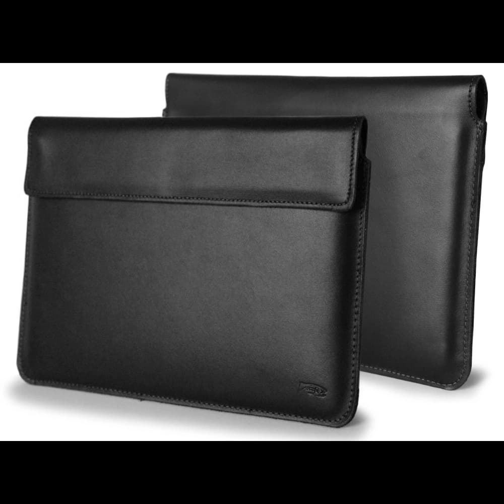 LURESKO CLAYER XXL leather case for tablet 313 x 222 x 9mm (smooth black with black thread) - 6
