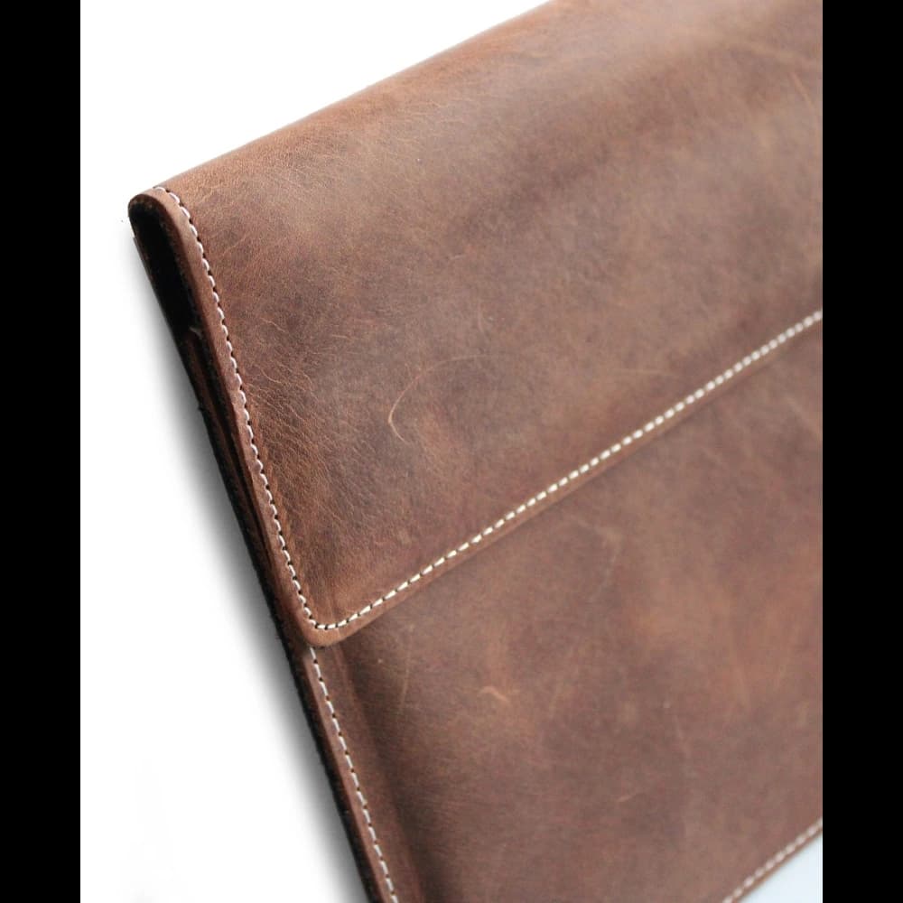 LURESKO CLAYER XL2 GKL leather case for tablet 249 x 181 x 9mm (vintage brown with white thread) - 6