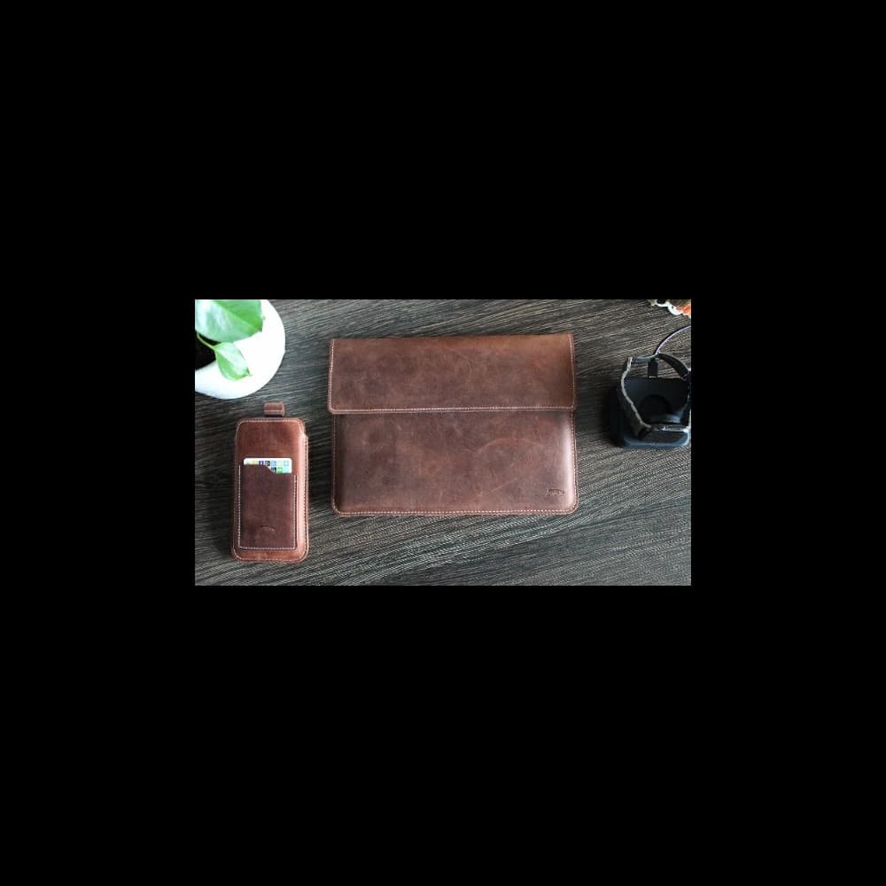 LURESKO CLAYER XL2 GKL leather case for tablet 249 x 181 x 9mm (vintage brown with white thread) - 9