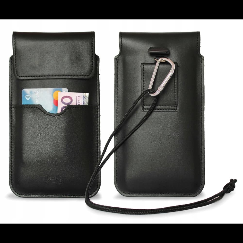 LURESKO VISSA 4XL leather case for neck 170x80x9mm (black smooth with black thread) - 2