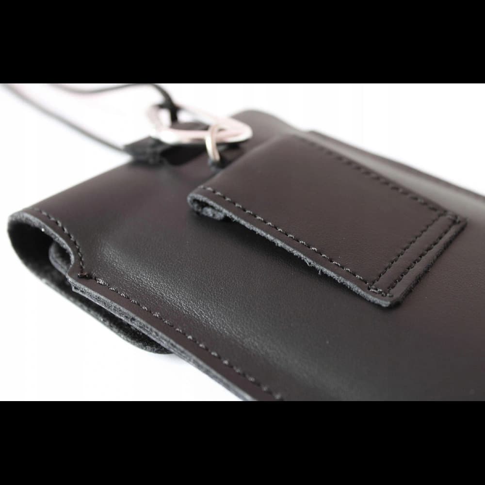 LURESKO VISSA 4XL leather case for neck 170x80x9mm (black smooth with black thread) - 10
