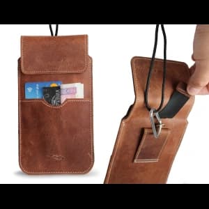 Skórzane etui LURESKO VISSA 4XL na szyję 170x80x9mm (brązowy vintage biała nić)