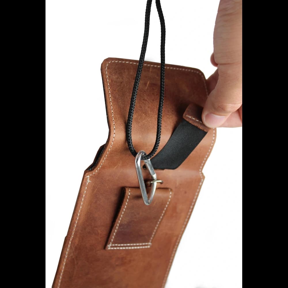 LURESKO VISSA 4XL Lederhülle für den Hals 170x80x9mm (vintage braun mit weißem Faden) - 4