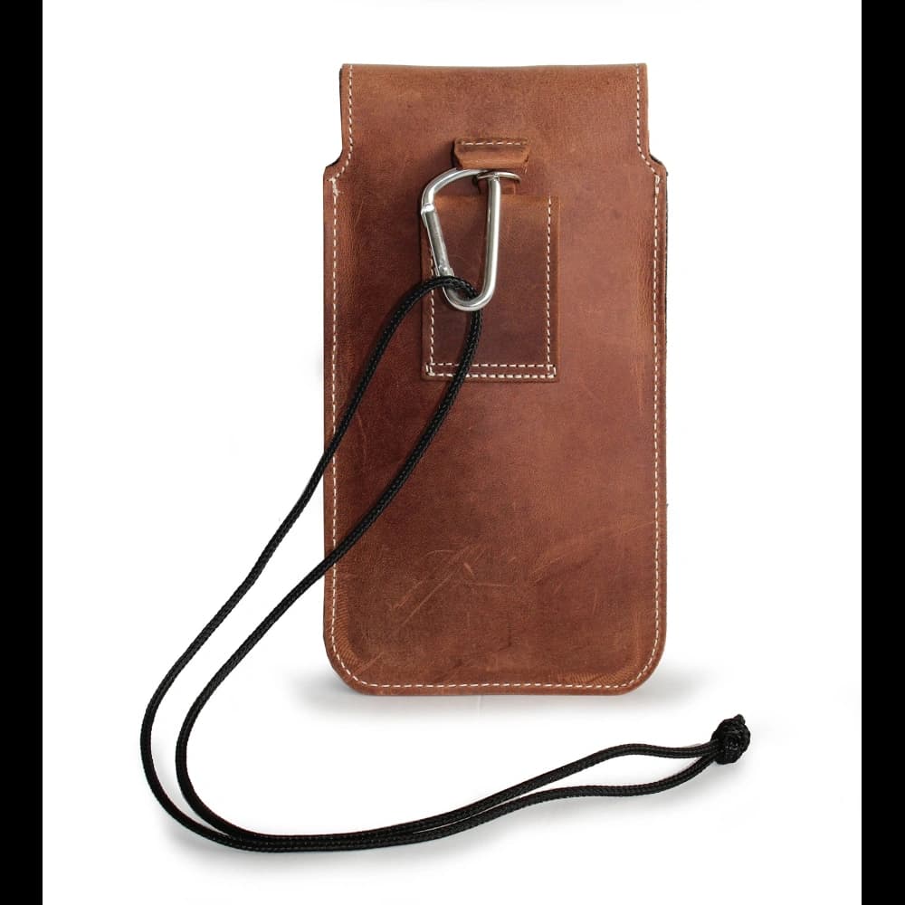 LURESKO VISSA 4XL Lederhülle für den Hals 170x80x9mm (vintage braun mit weißem Faden) - 6