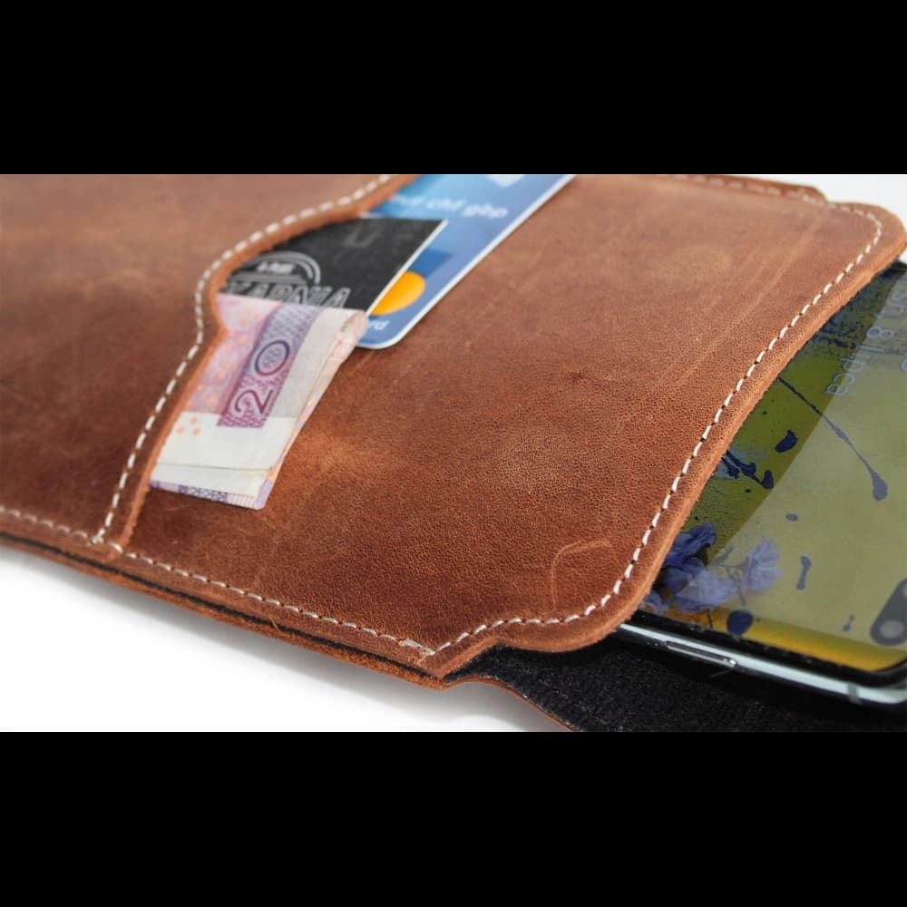 LURESKO VISSA 4XL Lederhülle für den Hals 170x80x9mm (vintage braun mit weißem Faden) - 7