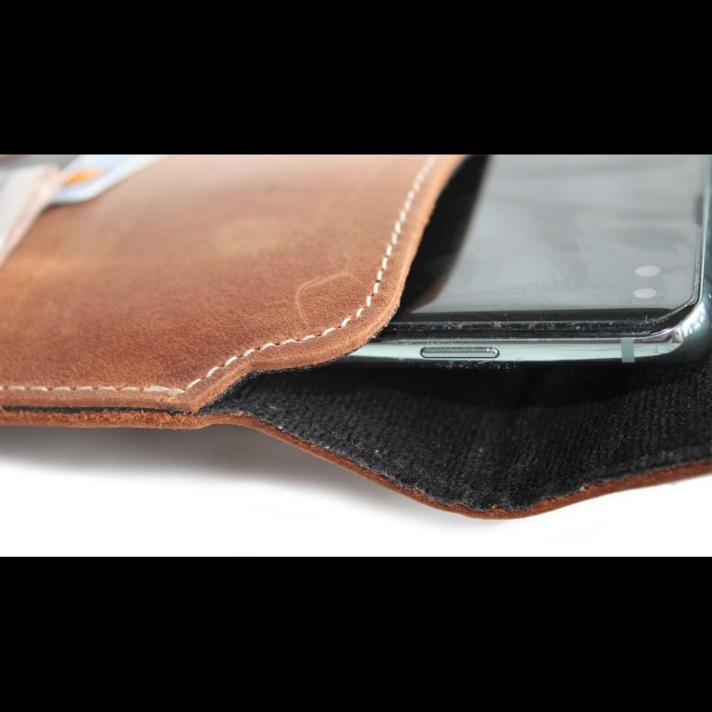 LURESKO VISSA 4XL Lederhülle für den Hals 170x80x9mm (vintage braun mit weißem Faden) - 8