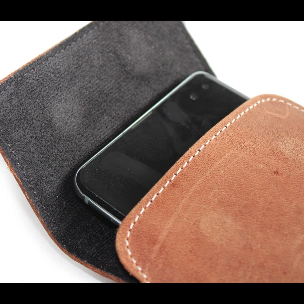 LURESKO VISSA 4XL Lederhülle für den Hals 170x80x9mm (vintage braun mit weißem Faden) - 9