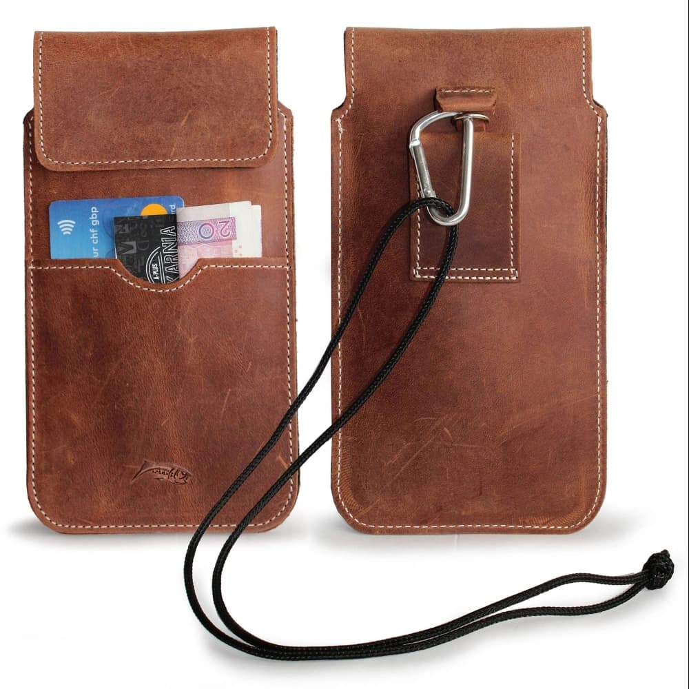 LURESKO VISSA 4XL Lederhülle für den Hals 170x80x9mm (vintage braun mit weißem Faden) - 11