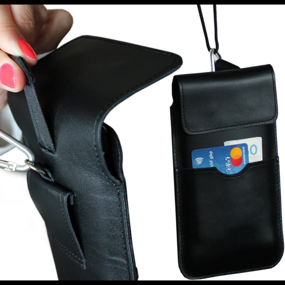 LURESKO Vissa S leather case for neck S 144x71x9mm - BLACK - 4