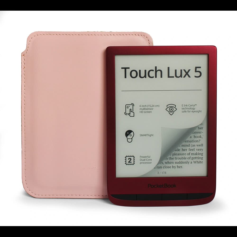 LURESKO MASTER S leather case for ebook 162x113x9mm (smooth pink with pink thread) - 4
