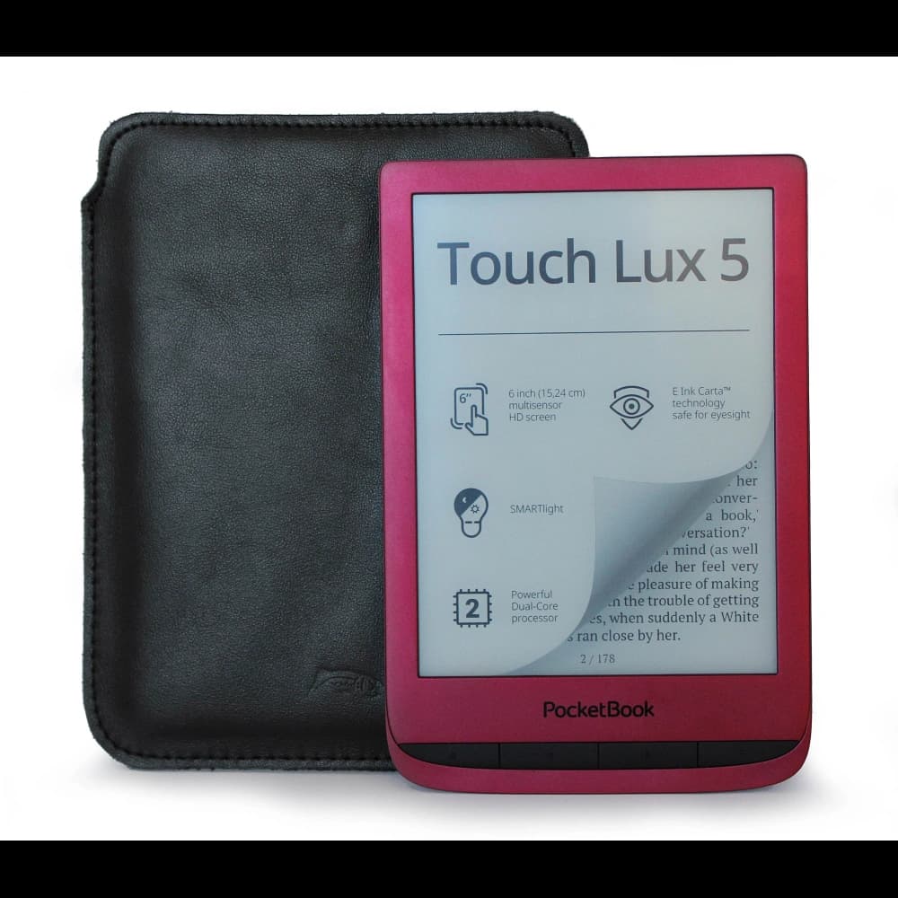 LURESKO MASTER S leather case for ebook 162x113x9mm (black smooth with black thread) - 5