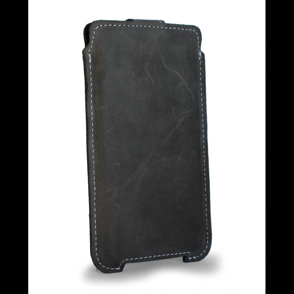 LURESKO SOFIJA XXXL leather case universal with strap closure (gray vintage white thread) - 3