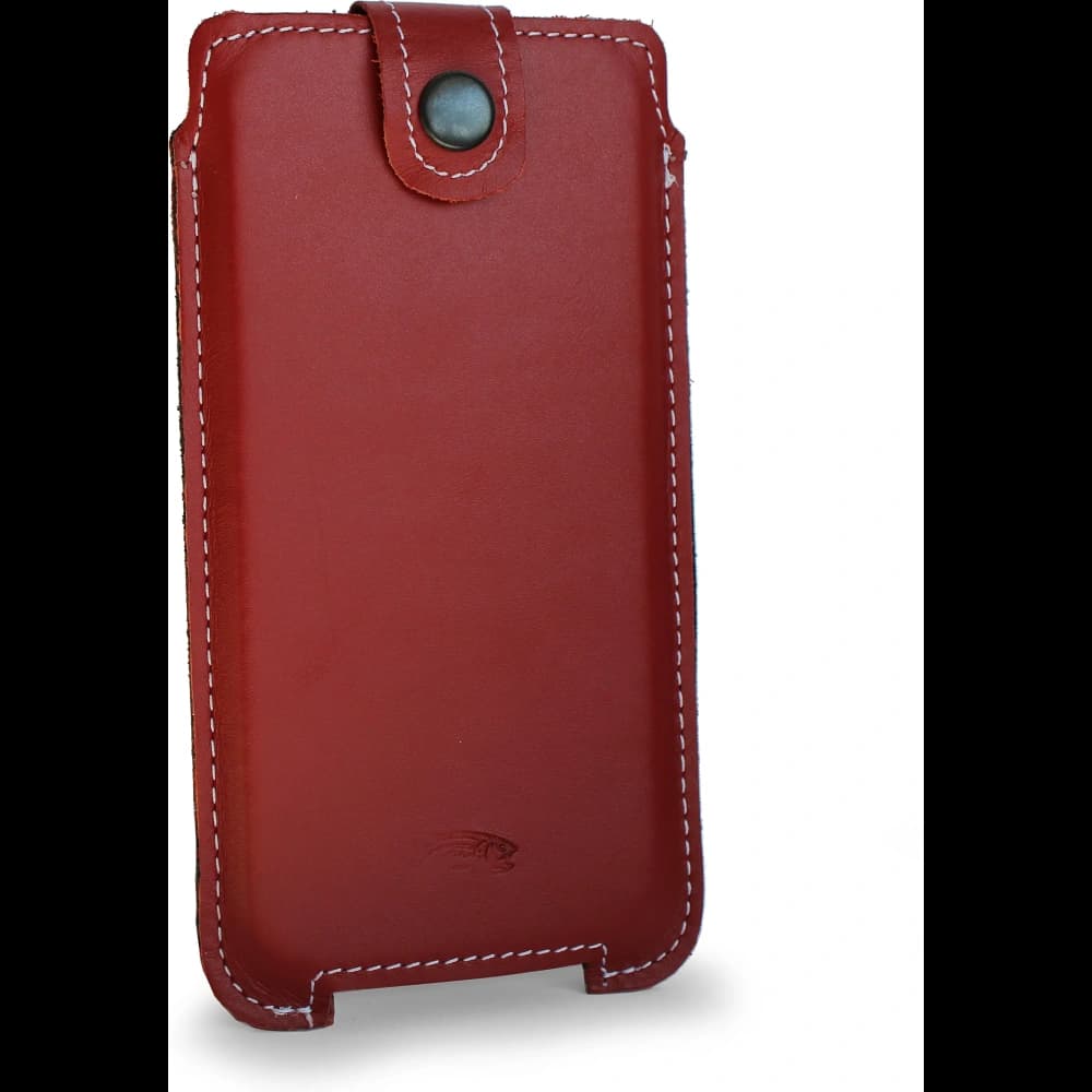 LURESKO SOFIJA XXXL leather case universal with strap closure (red smooth with white thread) - 2