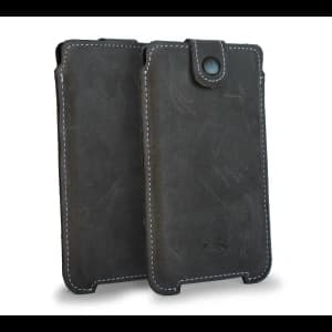 LURESKO SOFIJA XXL leather case universal with a strap (gray vintage with white thread)