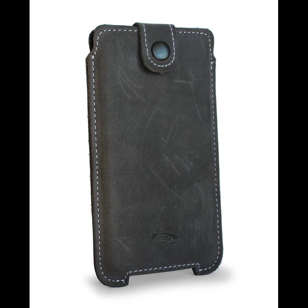 LURESKO SOFIJA XXL leather case universal with a strap (gray vintage with white thread) - 2