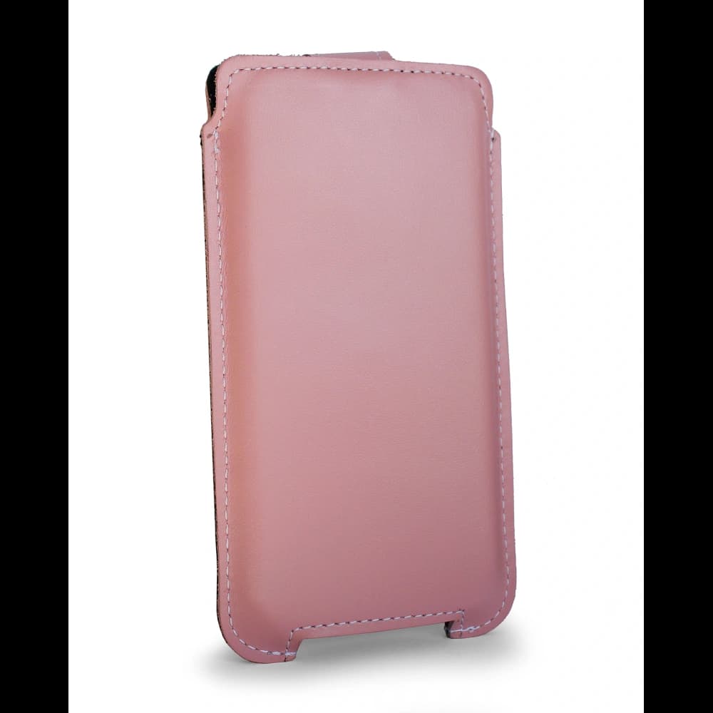 LURESKO SOFIJA XXL leather case universal with strap closure (smooth pink with white thread) - 3