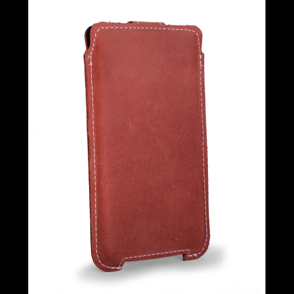 LURESKO SOFIJA XXL Ledertasche universal mit Trageverschluss (rot vintage mit weißen Nähten) - 3