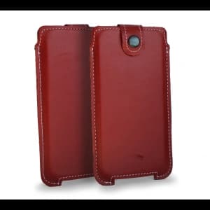LURESKO SOFIJA XXL leather case universal with a strap (red smooth with white thread)