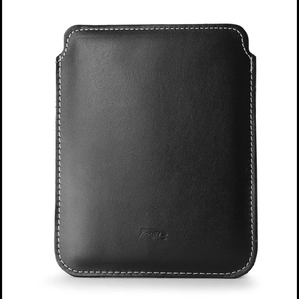 LURESKO MASTER L leather case for ebook 198x139x9mm (black smooth with white thread) (INK) - 1