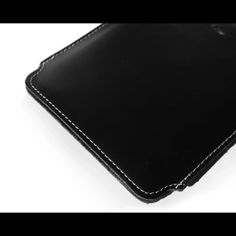 LURESKO MASTER L leather case for ebook 198x139x9mm (black smooth with white thread) (INK) - 3