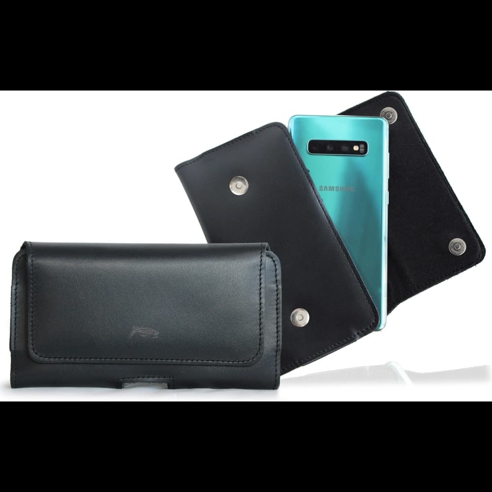 LURESKO SUNNE XL leather holster for belt 165x82x12 (flat magnet) (black smooth black thread) - 1