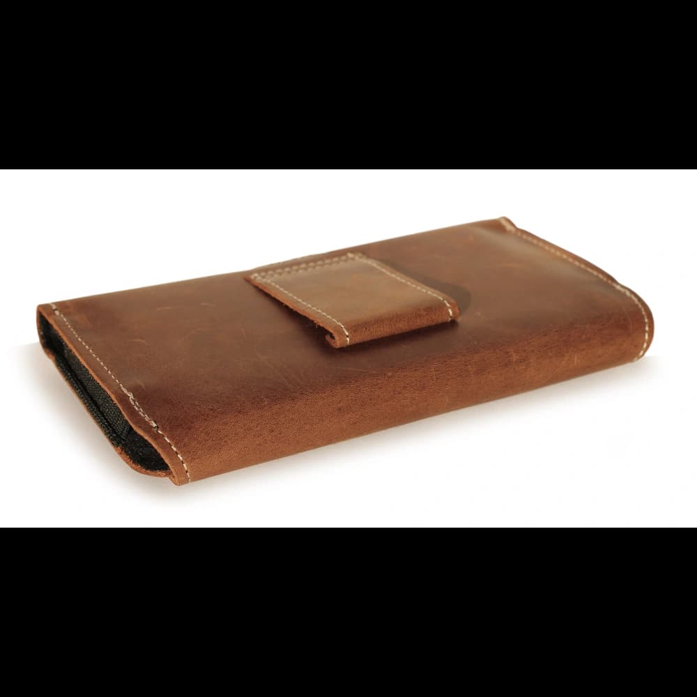 LURESKO SUNNE XL leather holster for belt 165x82x12 (flat magnet) (vintage brown white thread) - 4