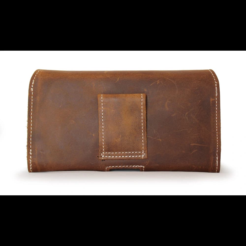 LURESKO SUNNE XL leather holster for belt 165x82x12 (flat magnet) (vintage brown white thread) - 6