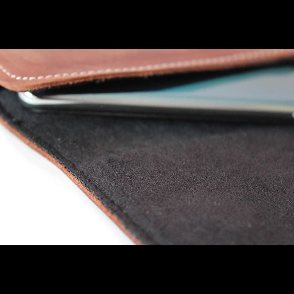 LURESKO SUNNE XL leather holster for belt 165x82x12 (flat magnet) (vintage brown white thread) - 10