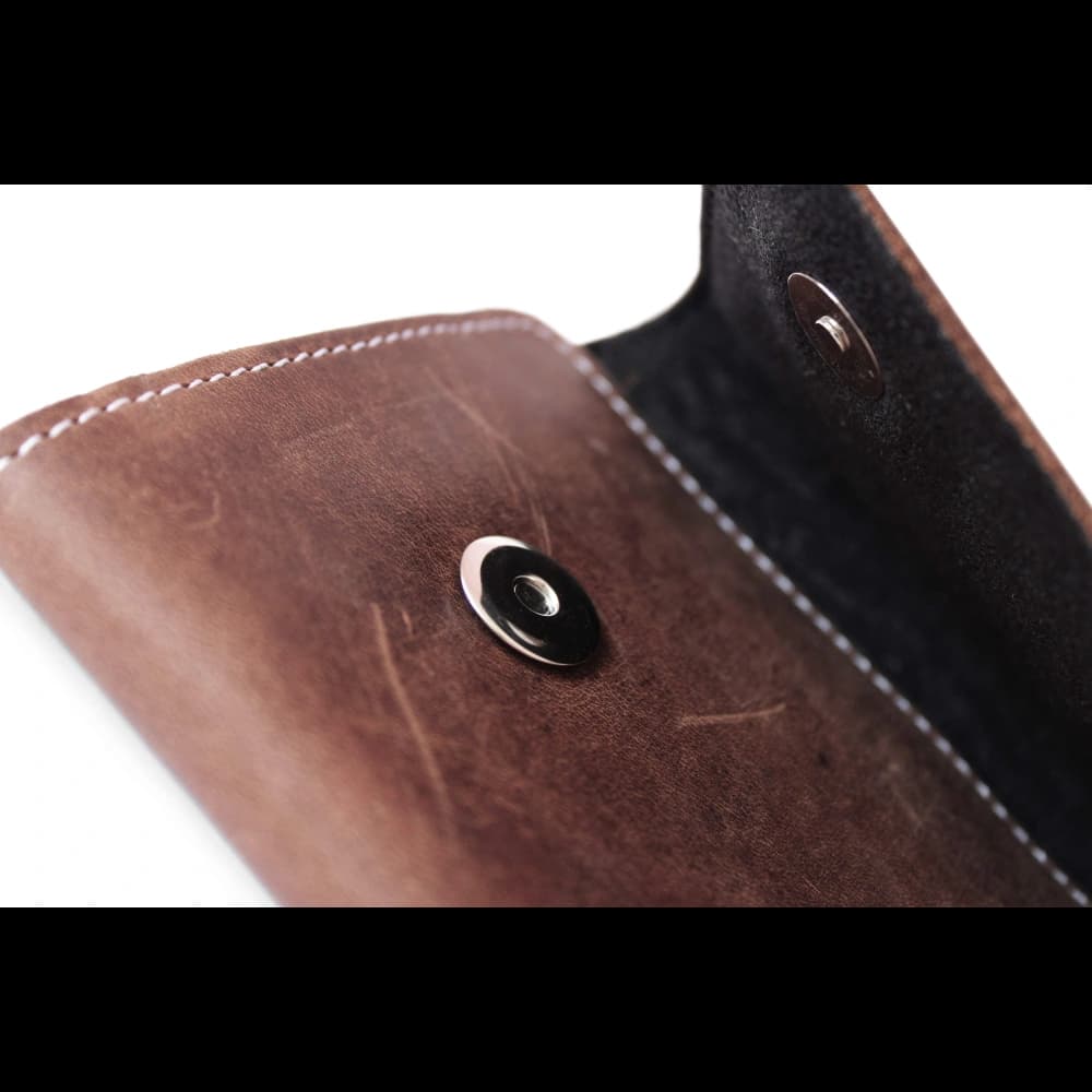 LURESKO SUNNE XL leather holster for belt 165x82x12 (flat magnet) (vintage brown white thread) - 13