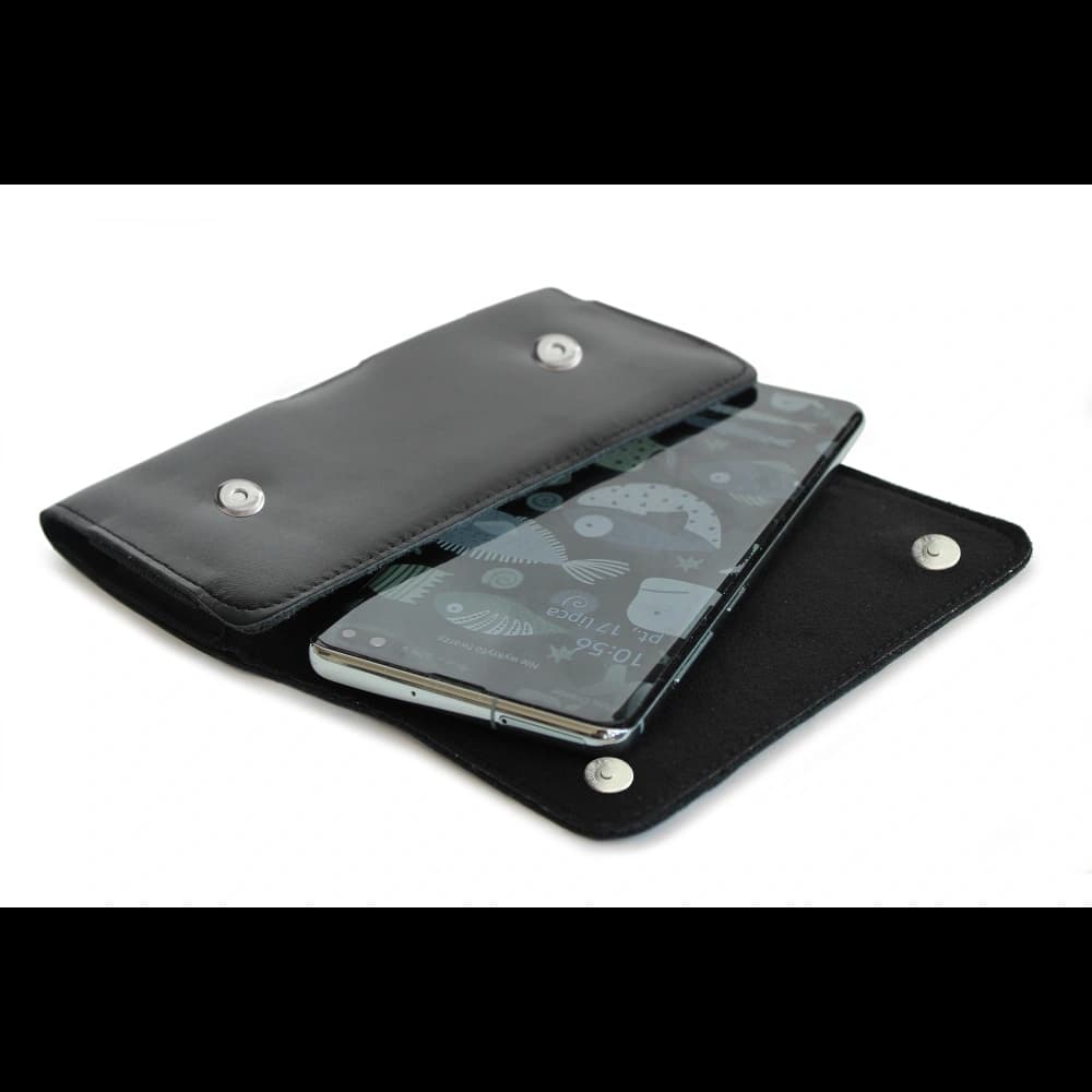 LURESKO SUNNE XXL Lederholster für Gürtel 170x85x12 (flacher Magnet) (schwarz glattes Material mit schwarzem Faden) - 4