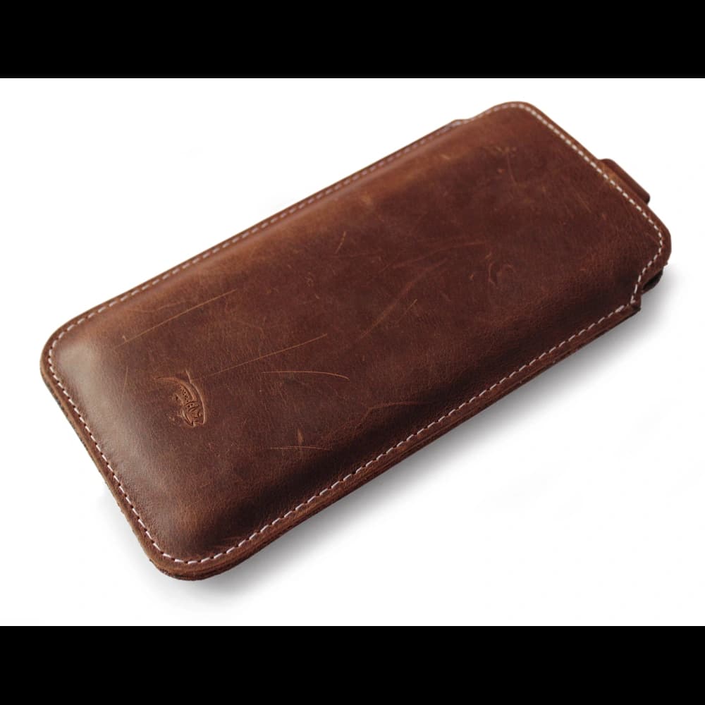 LURESKO NEW LILLA XXXL leather slipcase slipcase for phone 6.5' - 6.9' (vintage brown with white thread) - 2