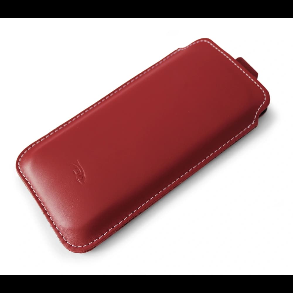 LURESKO NEW LILLA XXXL leather slip case for phone 6.5' - 6.9' (smooth red with white thread) - 2