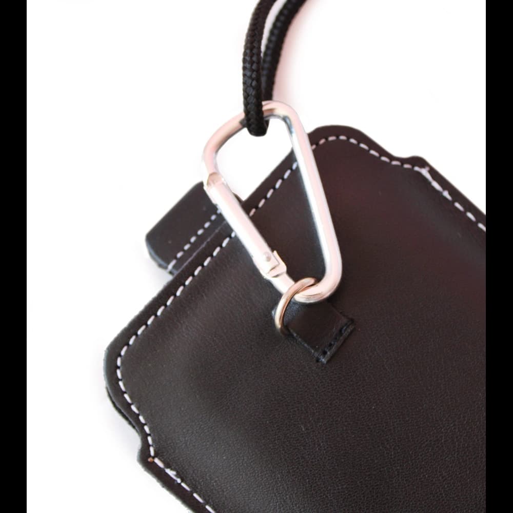 LURESKO NEW ASTER XXXL universal leather case with a loop for a strap for phones 6.5' - 6.9' (black smooth with white thread) - 11