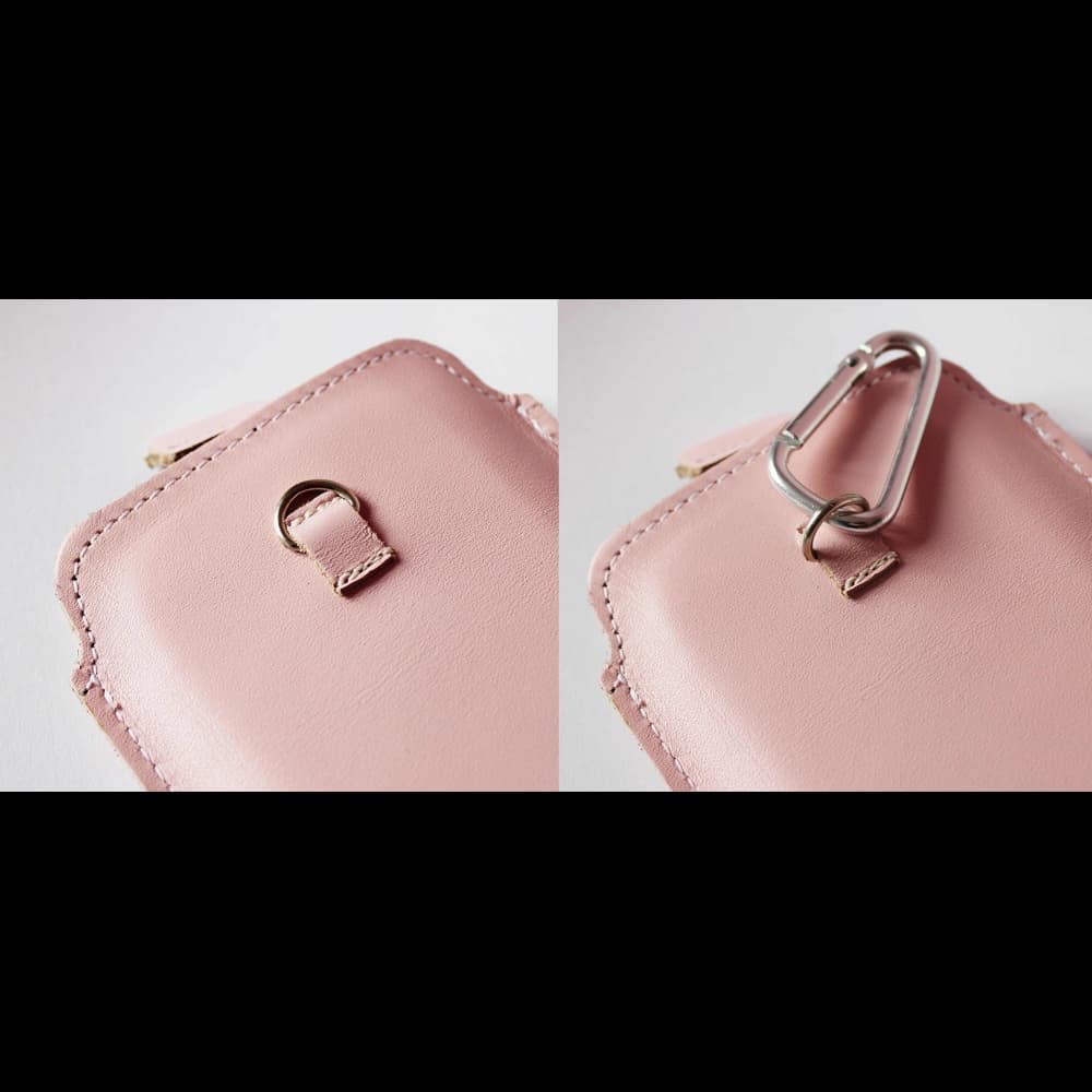 LURESKO NEW ASTER XXXL universal leather case with a loop for a strap for phones 6.5' - 6.9' (pink with white thread) - 10