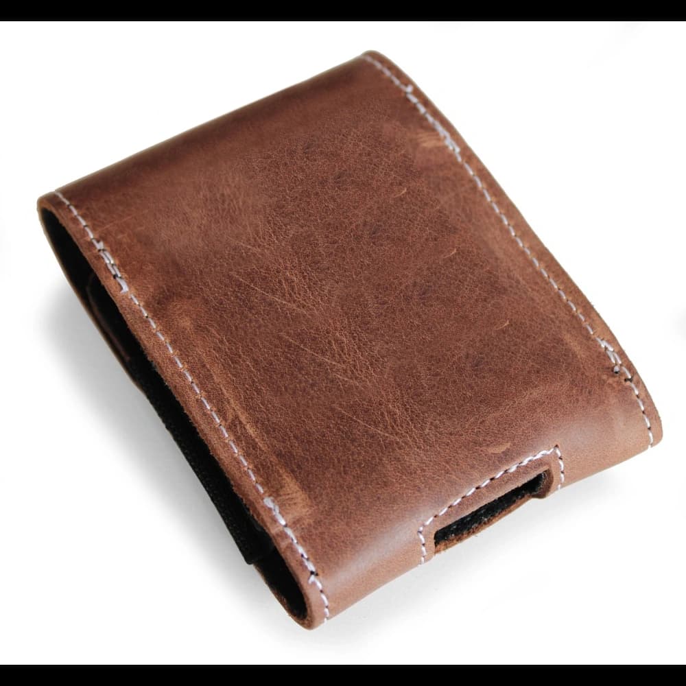 LURESKO FLIP SLEEVE M leather protective case for Samsung Galaxy Z Flip 3/4/5/6 Motorola Razr 50 / 40 Ultra Huawei Pocket (vintage brown with white thread) - 4