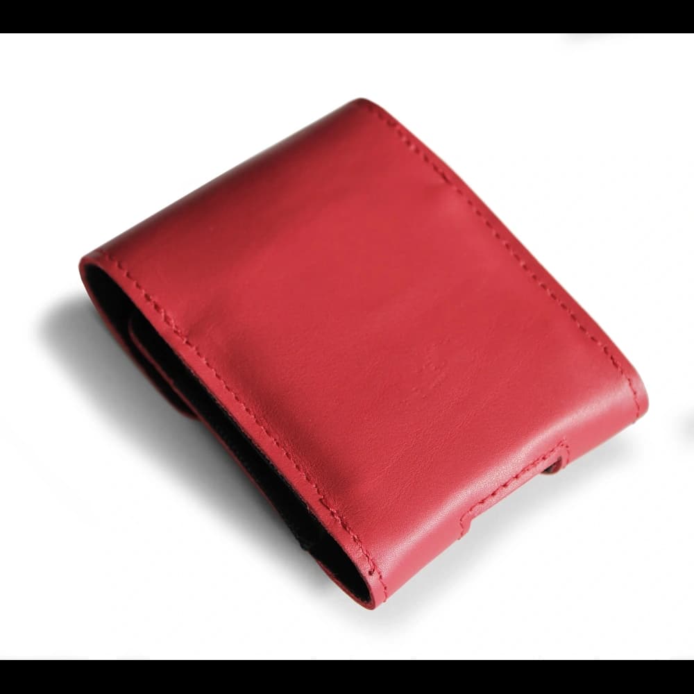 LURESKO FLIP SLEEVE M leather protective case for Samsung Galaxy Z Flip 3/4/5/6 Motorola Razr 50 / 40 Ultra Huawei Pocket (red smooth red thread) - 3