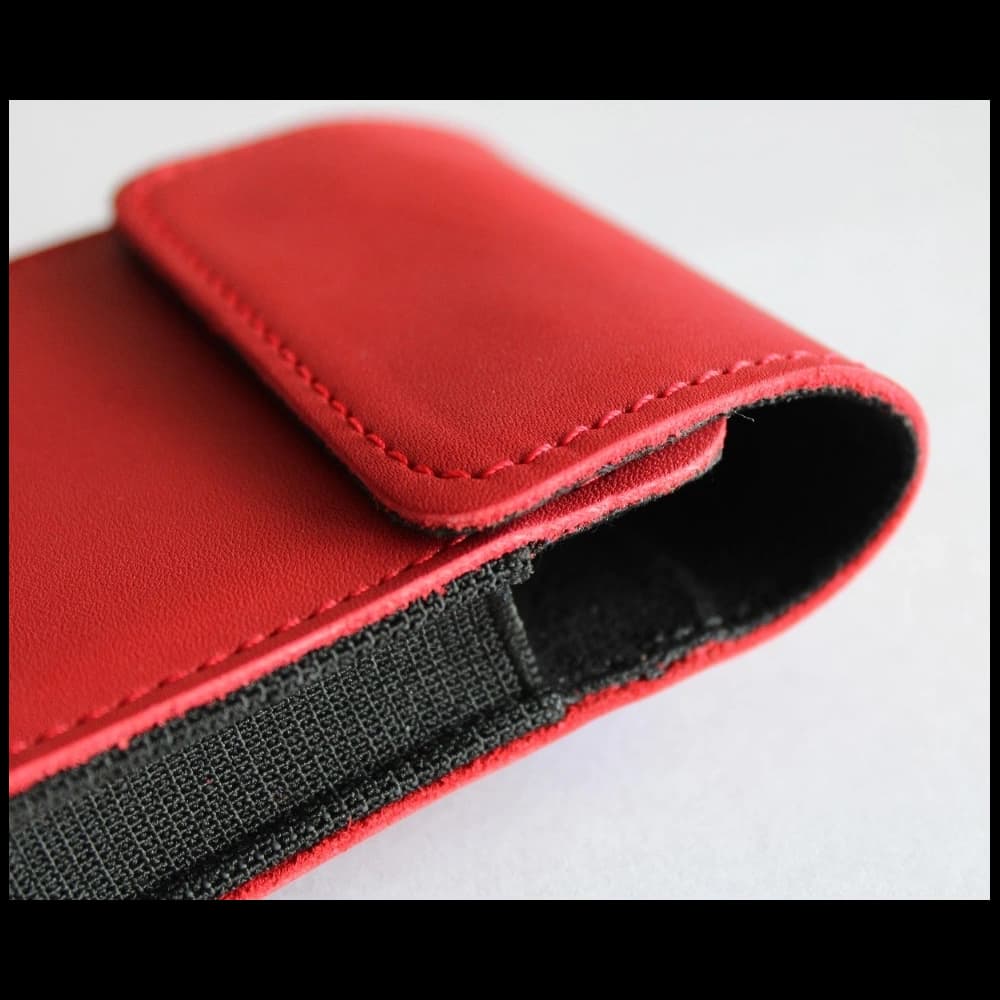 LURESKO FLIP SLEEVE M leather protective case for Samsung Galaxy Z Flip 3/4/5/6 Motorola Razr 50 / 40 Ultra Huawei Pocket (red smooth red thread) - 5