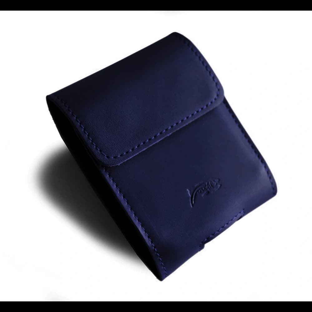 LURESKO HECTOR FLIP M leather neck case / belt case / loop case for Flip models (smooth navy blue with navy thread) - 1