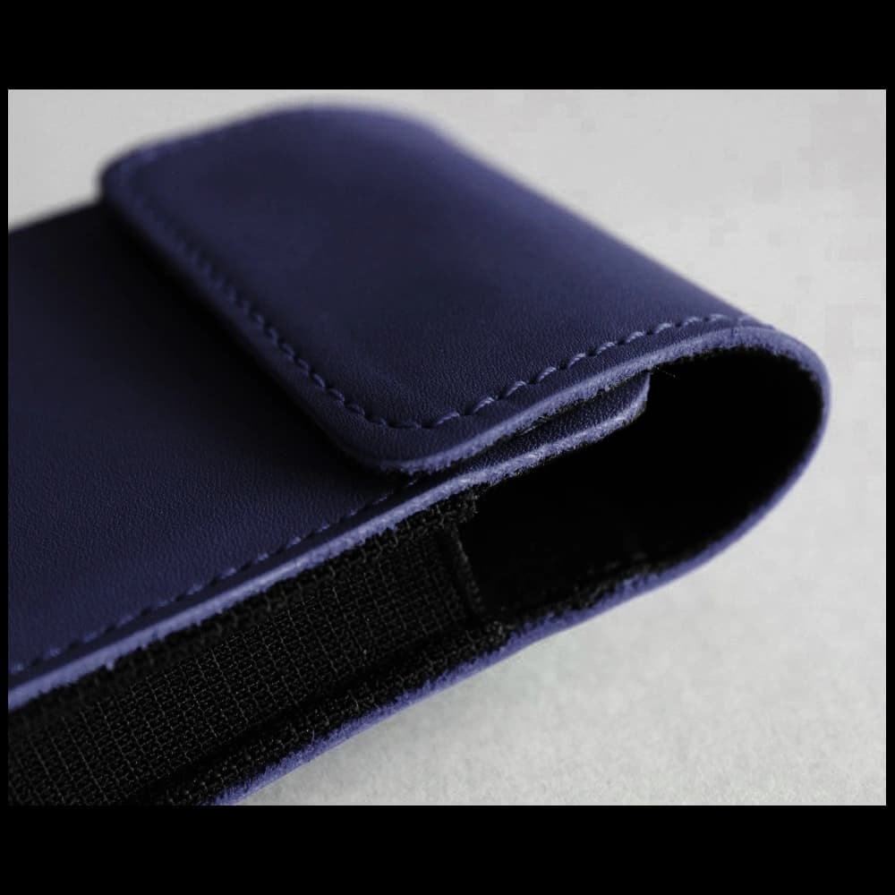 LURESKO HECTOR FLIP M leather neck case / belt case / loop case for Flip models (smooth navy blue with navy thread) - 3