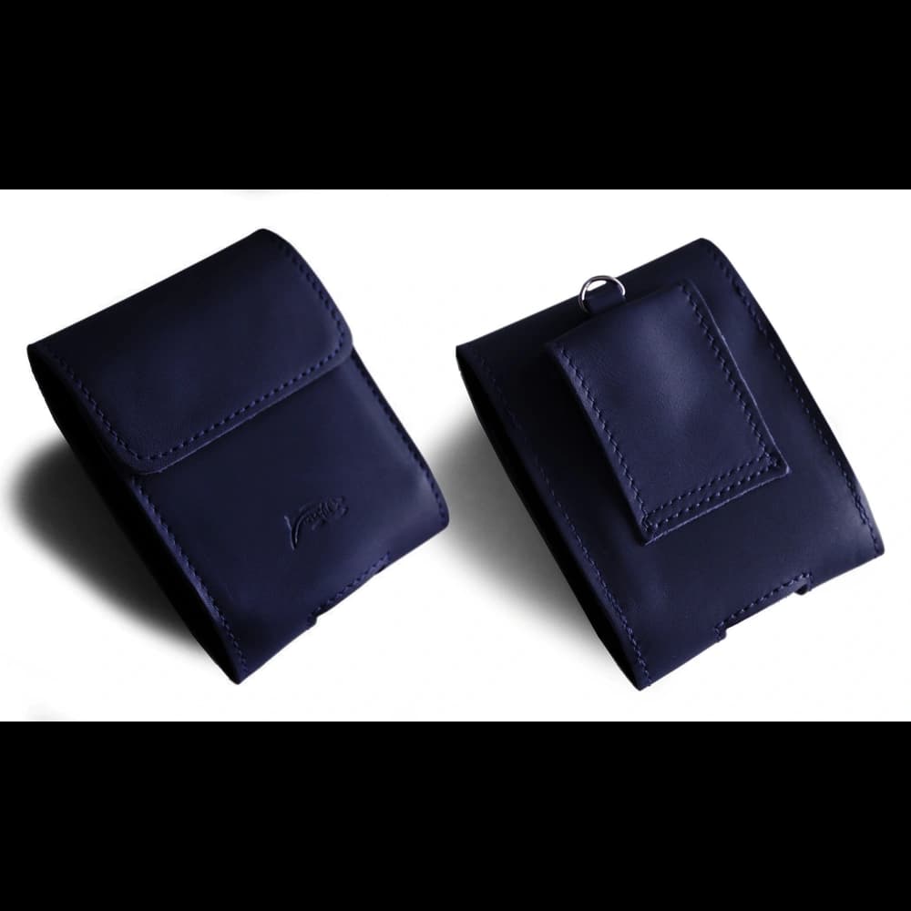 LURESKO HECTOR FLIP M leather neck case / belt case / loop case for Flip models (smooth navy blue with navy thread) - 4
