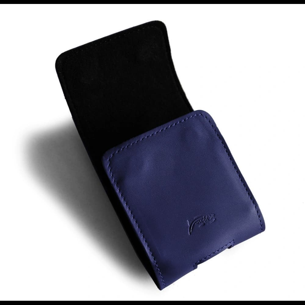 LURESKO HECTOR FLIP M leather neck case / belt case / loop case for Flip models (smooth navy blue with navy thread) - 5