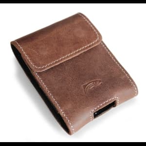 Skórzane etui na szyję / do paska / do szlufki LURESKO HECTOR FLIP M do modeli Flip (brąz vintage  biała nić)