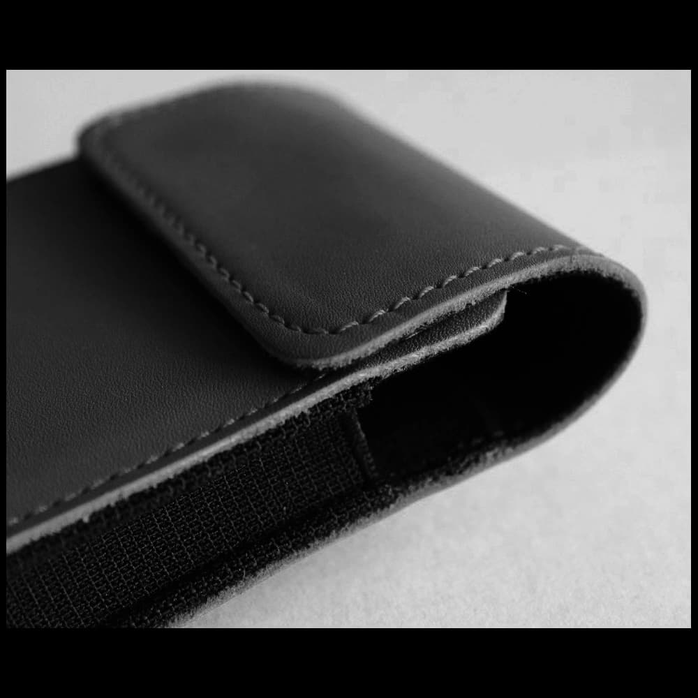 LURESKO HECTOR FLIP M leather neck / belt / loop case for Flip models (black smooth with black thread) - 5