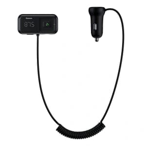 Transmiter FM Baseus T typed S-16, AUX, Bluetooth 5.0, 2x USB, microSD, 3A (black)