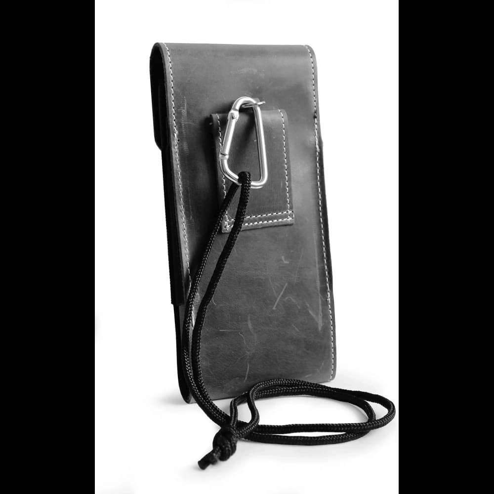 LURESKO HECTOR XXL leather neck case / belt case / loop holster vertical 167x78x10mm (gray vintage white thread) - 4