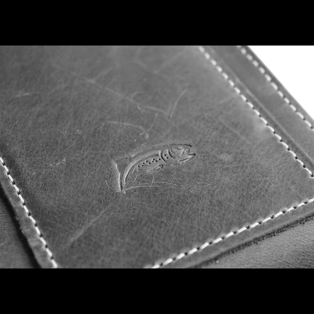 LURESKO HECTOR XXL leather neck case / belt case / loop holster vertical 167x78x10mm (gray vintage white thread) - 6