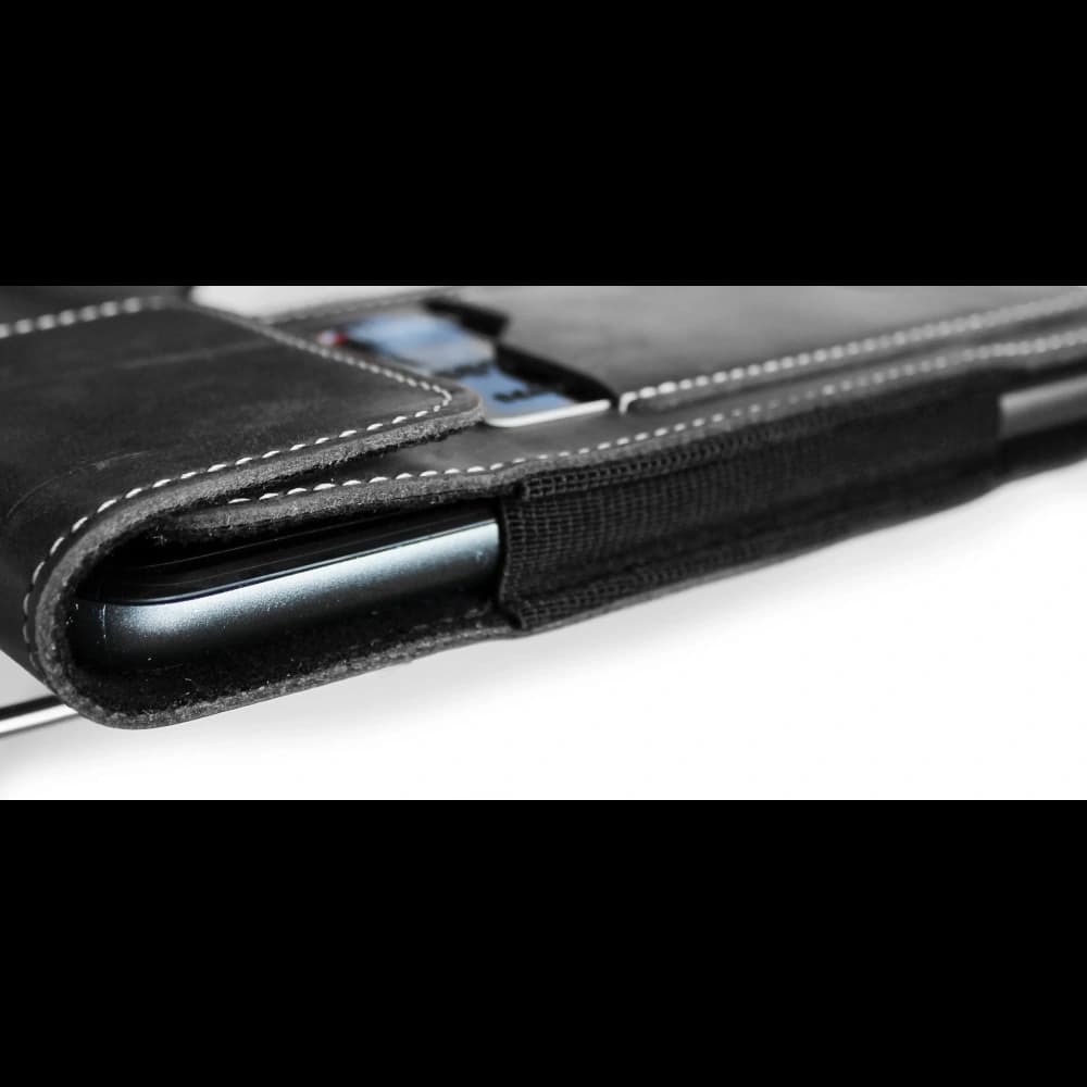 LURESKO HECTOR XXL leather neck case / belt case / loop holster vertical 167x78x10mm (gray vintage white thread) - 8