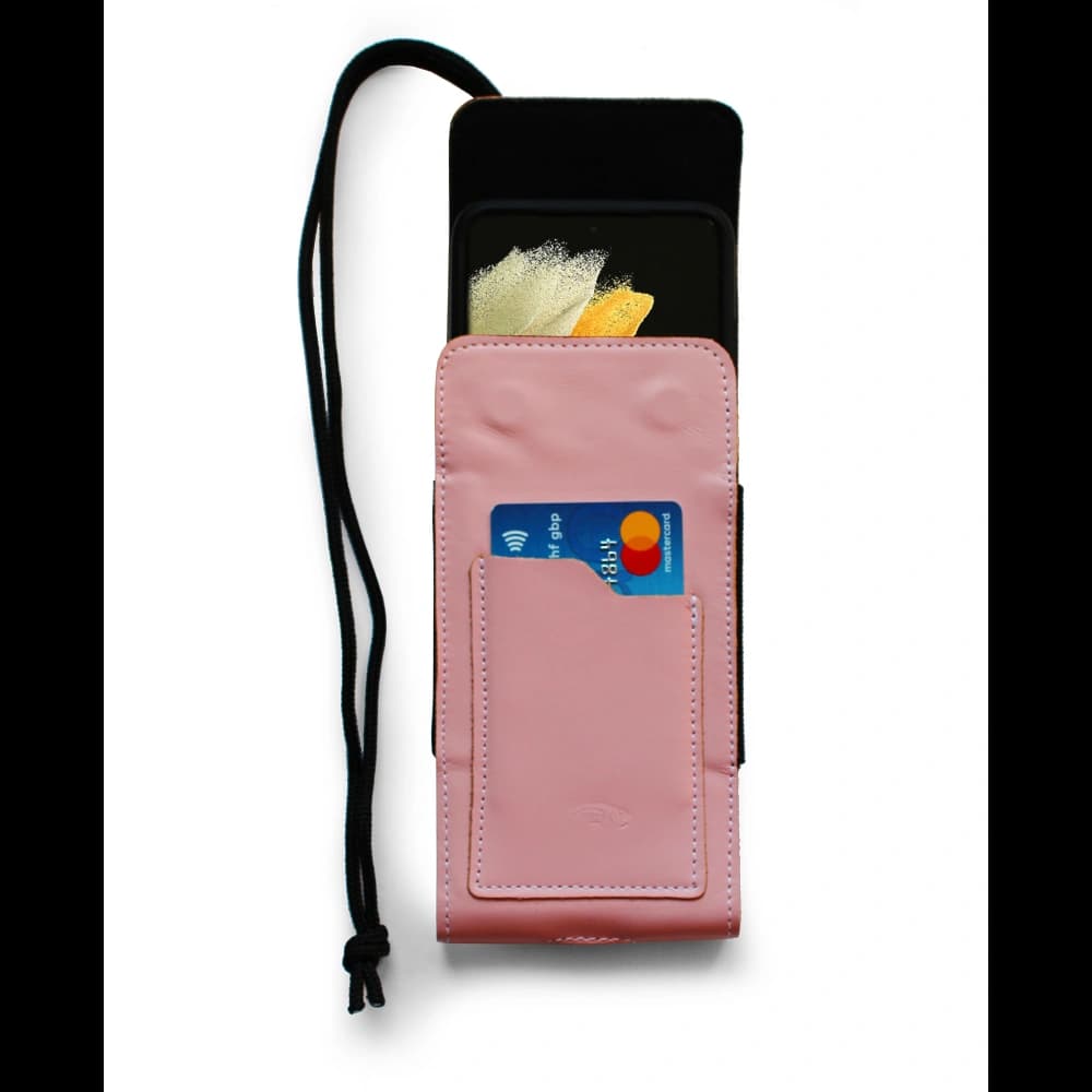 LURESKO HECTOR XXL leather neck case / belt case / loop case vertical 167x78x10mm (smooth pink with white thread) - 5